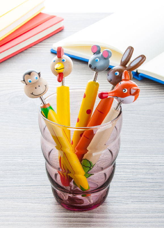 Stylo à bille avec animal - Lapin - Corps coloré - Encre bleue_1