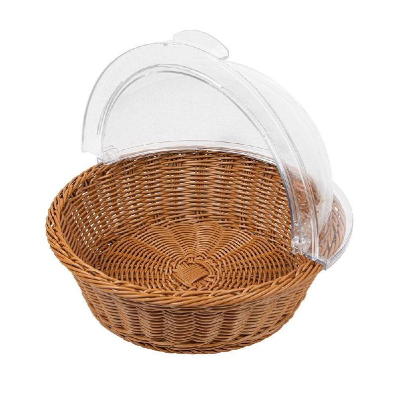 Corbeille ronde effet osier aveccloche coulissante en polypropylène Ø36x10cm_1