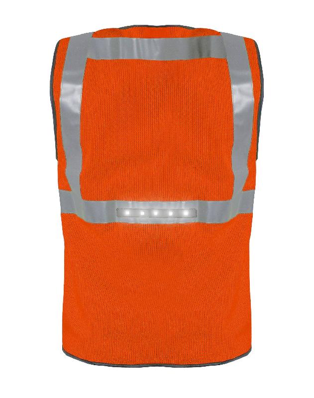 Gilet à LED orange taille L - 11 LED haute luminosité, rechargeable USB, 3 modes d'éclairage - Réf : GILED-OR-L_1