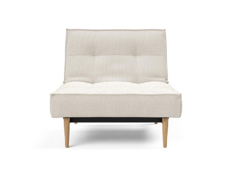 Innovation Living - Fauteuil Splitback Styletto convertible lit 90x115 cm - Pieds chêne naturel - Tissu bouclé Off White_1