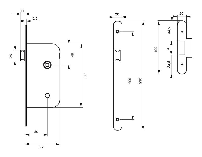 Serrure à encastrer pour porte d'intérieur - Bec de cane - Têtère inox - Réf. 00019240 - Marque THIRARD_1