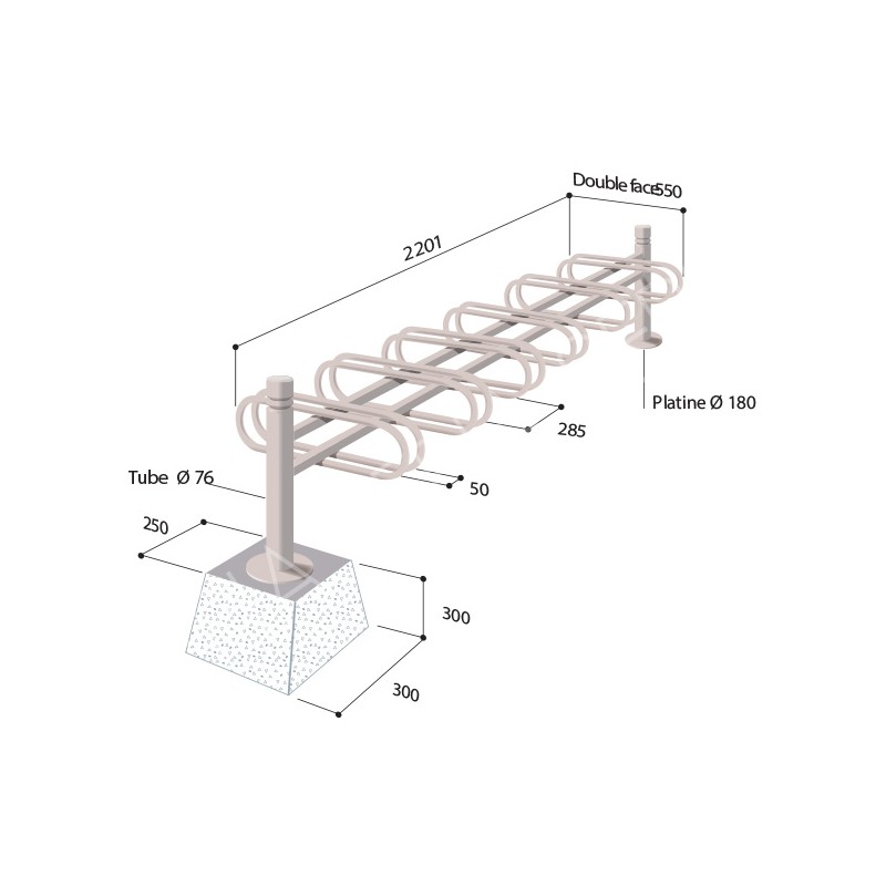 Support cycles Déco 6 places - composable double face - acier peint sur galva - Forum - Réf 8207326_1