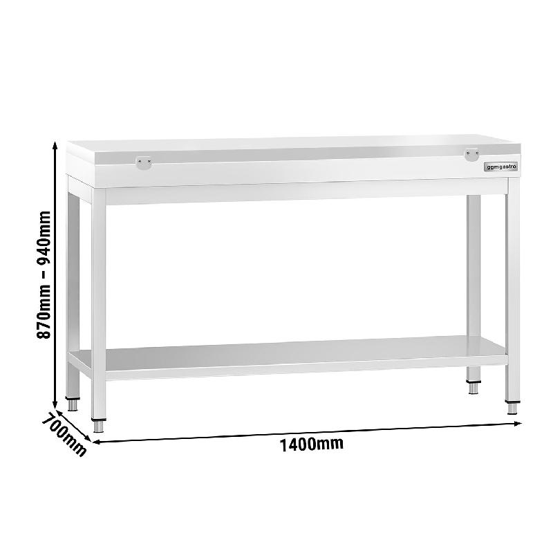 Table inox de découpe avec plan blanc - Profondeur 700 mm | Ggm - 1400_1