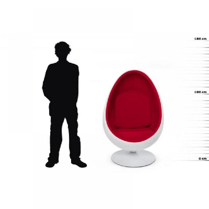 Fauteuil œuf intérieur velours rouge - Design 70's - Inspiré par Eero Aarnio_1