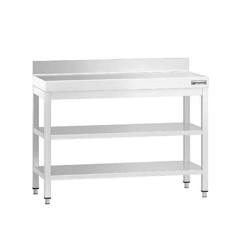 Tables Inox de Travail Premium avec Dosseret et 2 étagères - P 600 mm | Ggm - 1000_1