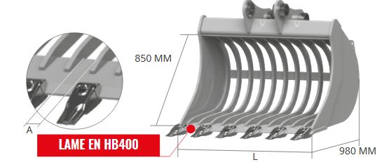 Godet squelette et claire-voie VE85 - Cangini - 900 mm, résistant et durable_1