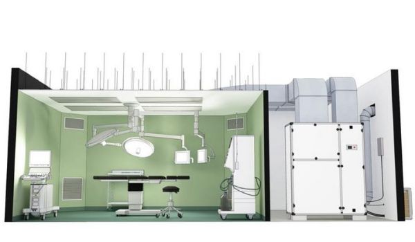 AirInBloc2500-DX-EH - Armoire de traitement d'air verticale 2500m3/h pour bloc opératoire, avec moteurs EC, orientation modulable et intégration HQE_1