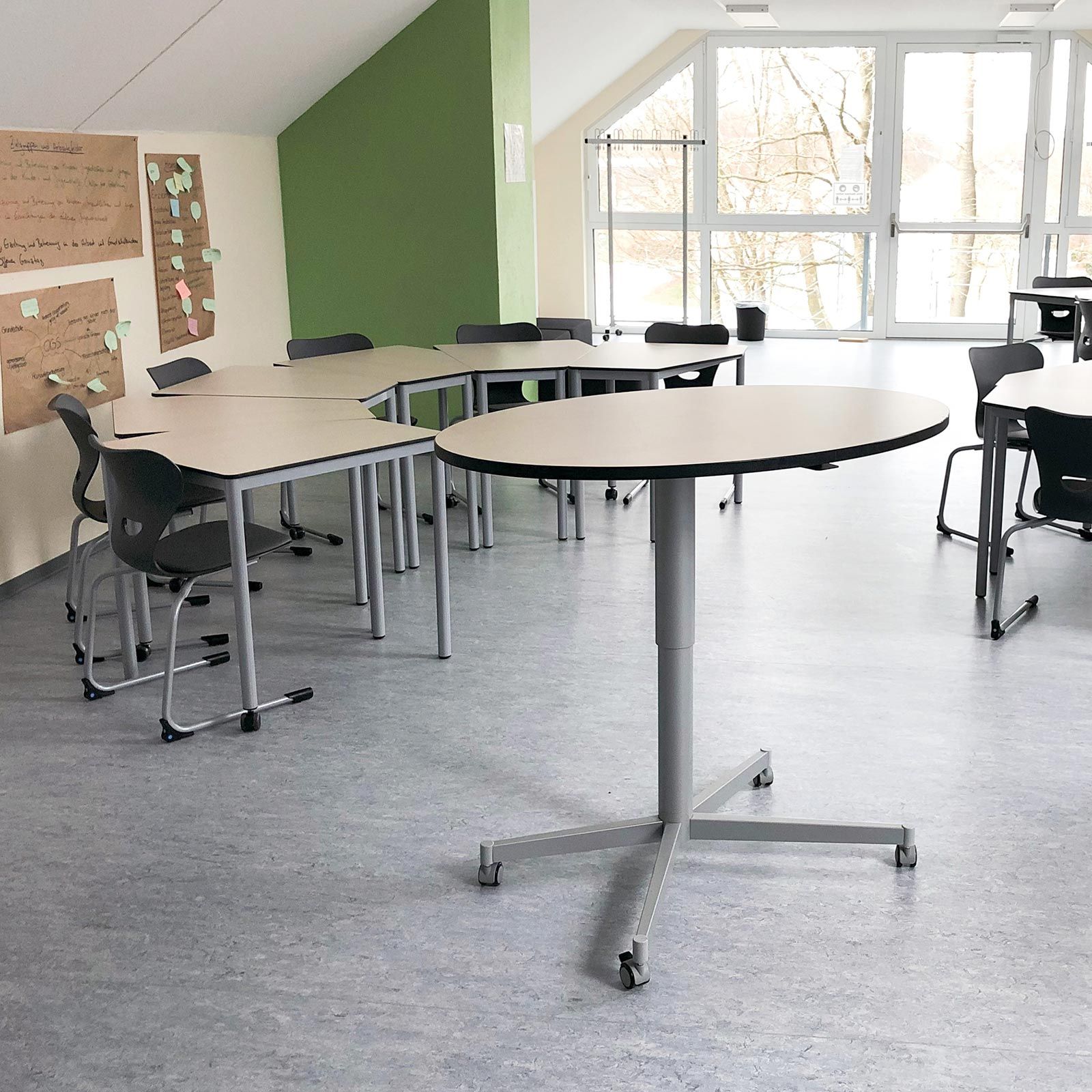 Bureau assis-debout pour enseignant EWL.1 - Réglable en hauteur et mobile_1