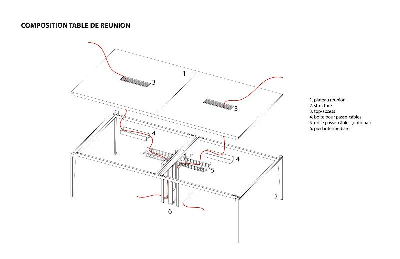 Grande table de réunion X9 - Officity - Anthracite, Orme gris_1