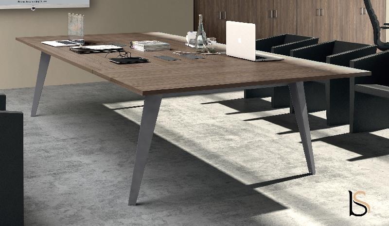 Table de réunion multi-plateaux Pigreco - MARTEX - Noyer, 320, Titane_1