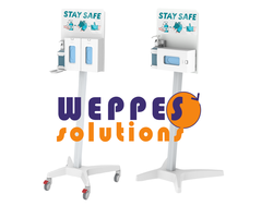 Chariot d'isolement ou station d'hygiène mobile et modulaire, à placer à chaque entrée de tout établissement médical - HYGISTAND_1