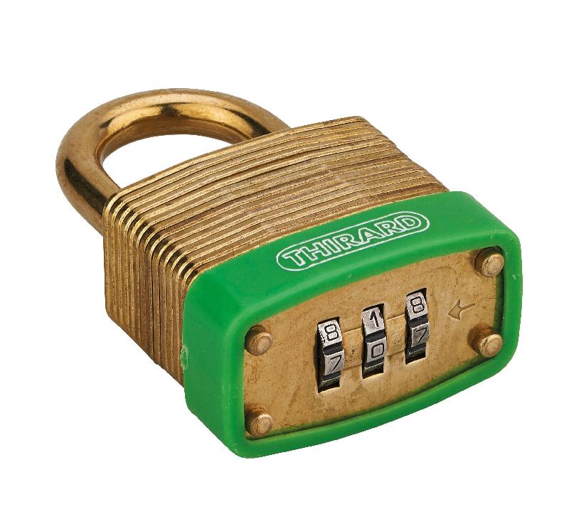 Cadenas à clé Green Adventure 40 mm - Anse et corps en laiton - Double verrouillage à billes - THIRARD_1