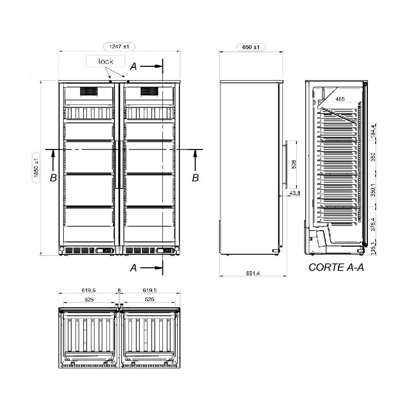 Cave à vin professionnelle multizones vitrée - 144 bouteilles | GGM - WKFA800_1