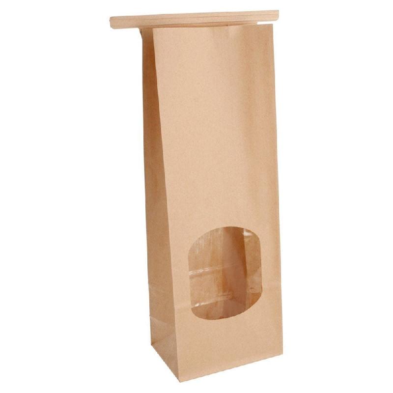 Sachet kraft à fenêtre et barrette de fermeture intégrée 9+6x25cm - par 50_1
