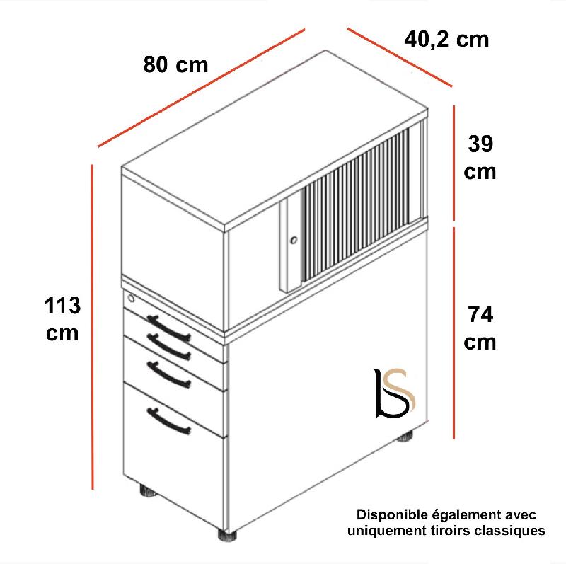 Caisson avec armoire à rideaux en bois - MDD - Gris aluminium_1