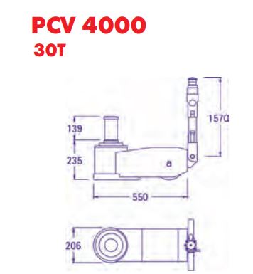 Cric hydropneumatique classique, 1 piston 30t - pasquin - pcv 4000_1