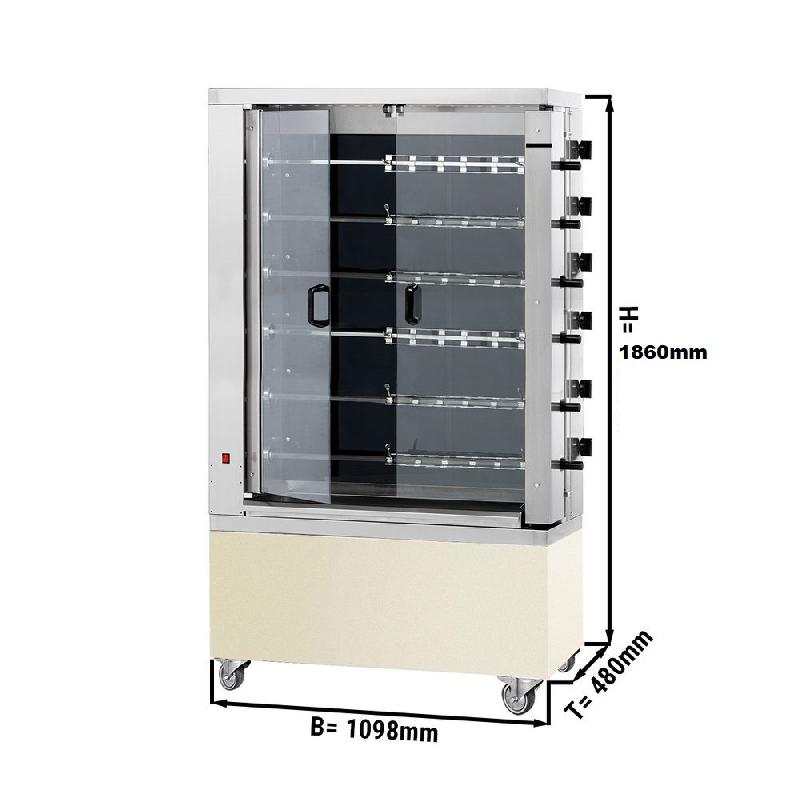Rôtissoire électrique-vitrocéramique premium avec 6 broches pour 36 poulets - triphasé 400 volts_1