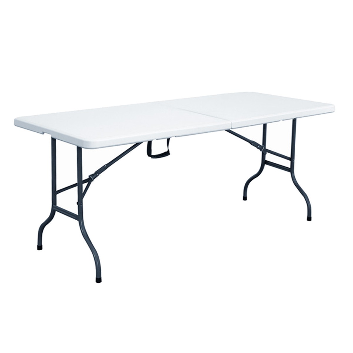 Table pliante rectangulaire 180 cm avec nappe noire lavable