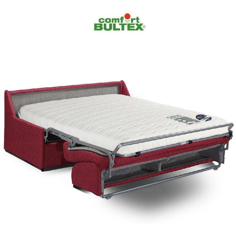 Canapé convertible express Compacto matelas 120cm Comfort Bultex® Néo rouge - 3 places avec accoudoirs fins et système d'ouverture rapide_1