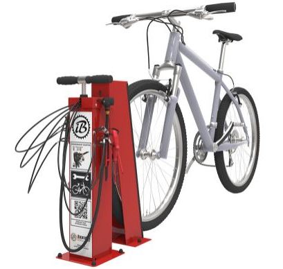 Station de réparation et de gonflage en acier galvanisé ou inox - Outils fixés, plaque de sol mobile en option - PRS-SV1_1