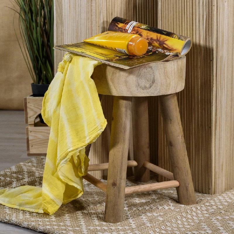 Tabouret en bois décoré Ø30x40cm_1