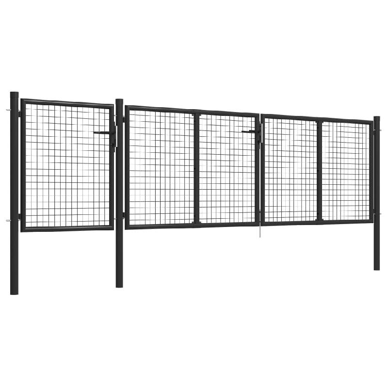 Vidaxl portail de jardin acier 400 x 100 cm anthracite 144329_1