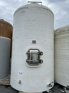 Cuve Rousseau 100hl - Blanche fond plat, Ø2000, hauteur 3725, porte 42x530 à 900mm du sol, 2 vannes Ø40, robinet de niveau, trappe DN500_1