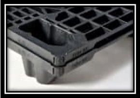 Palette légère en plastique 1200 x 1000 mm - BL 110 + PG - plateau ajouré ou plein, 9 pieds emboîtables_1