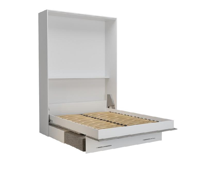 Armoire lit escamotable LOFT SOFA gris béton - Canapé avec tiroirs - Couchage 140x200 cm_1