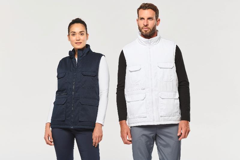 Gilet sans manche polycoton multipoches rembourré unisexe - Réf: WK607_1