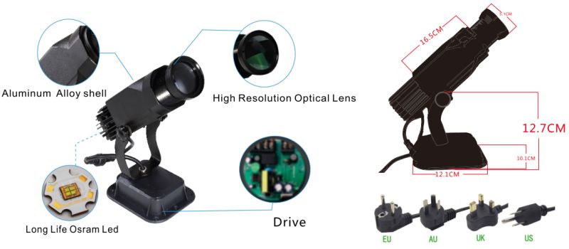 Projecteur gobo WT-ST3065 - Noble - LED statique 30W extérieur - Degré d'objectif: 15° / 30° / 50° - Puce Osram_1