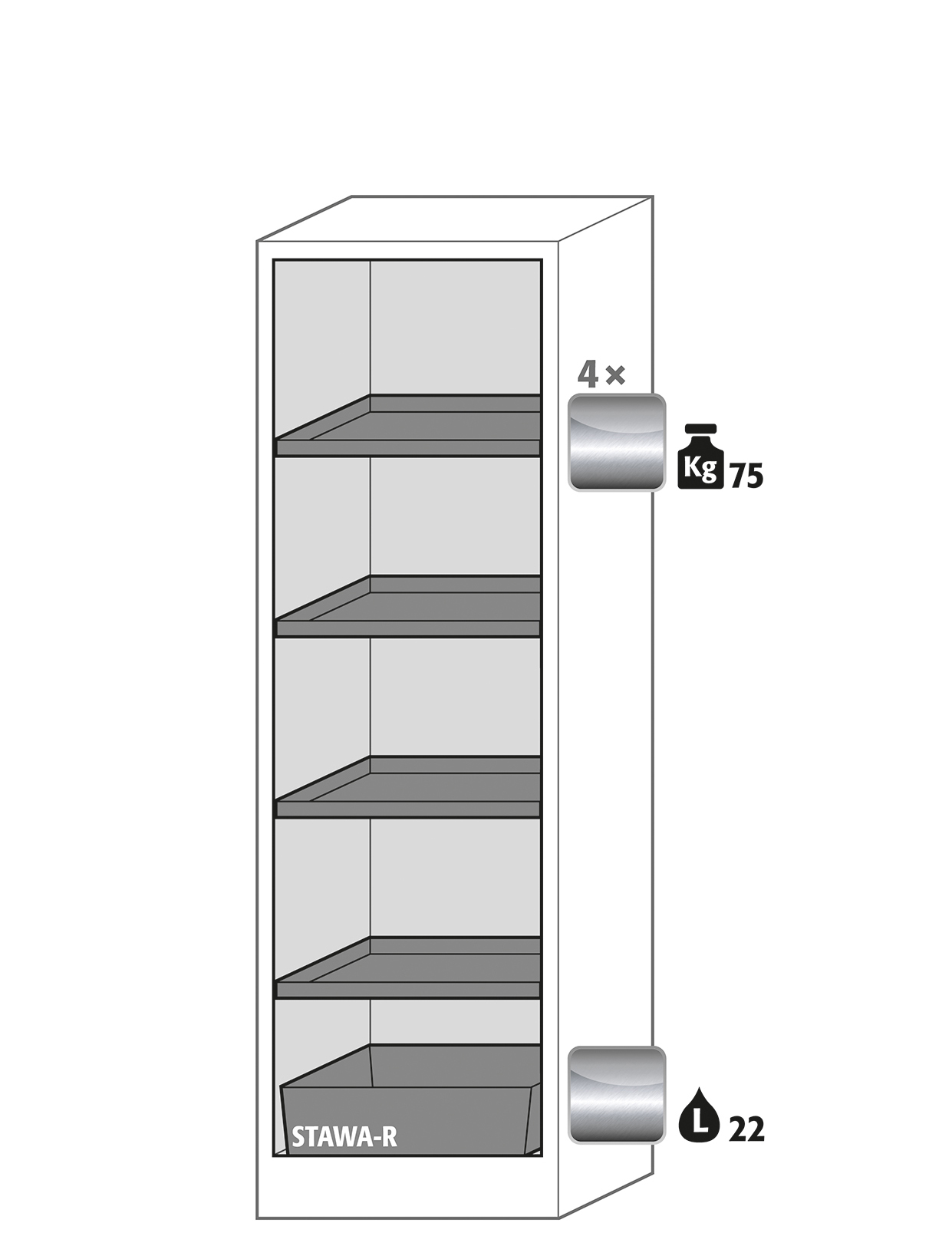 Armoire de sécurité Q-PEGASUS-90 - Modèle Q90.195.060.WDAC - Réf 30074-049-30084 - Type 90 - Certifiée NF EN 14470-1 et GS_1