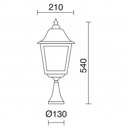 Borne classique décorative ROB IP43 - E27 - blanc style rustique - finition verre gelé - hauteur totale 592 mm - disponible en blanc et noir_1