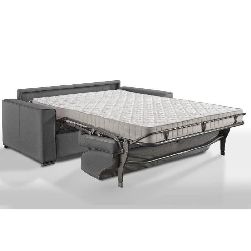 Canapé express premium 160 cm - Sommier lattes Renatonisi - Matelas Bultex - Cuir vachette gris graphite_1