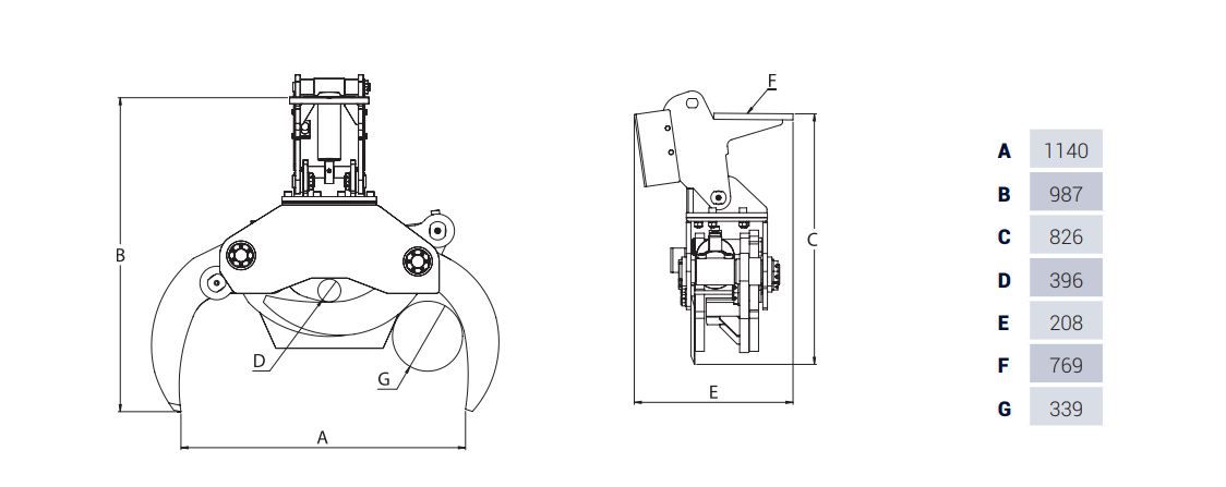 Grappin coupeur forestier Tigercut210 C - Intermercato France - ouverture 1,14 m - usage intensif et aciers haute résistance_1