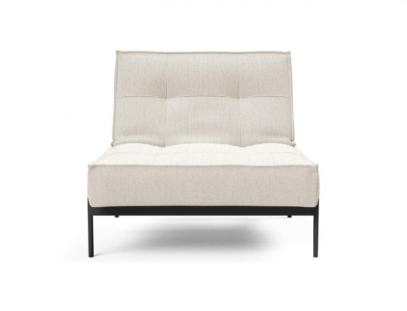 Innovation Living - Fauteuil design Splitback convertible lit 90x115 cm - Bouclé Off White - Pieds acier noir mat_1