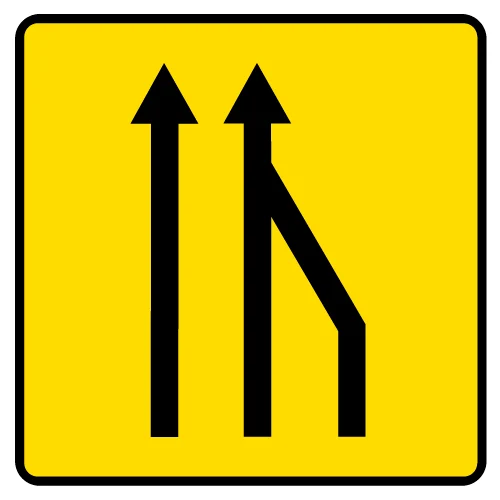 Panneau KD10 - Annonce de la réduction des voies à droite sur pied Lyonnais_1