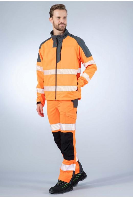 Softshell haute visibilité Visiofit - Réf. 740*HVJ ou 740*HVO - Classe 2 - Bandes rétroréfléchissantes - Jaune/Marine ou Orange/Charcoal_1