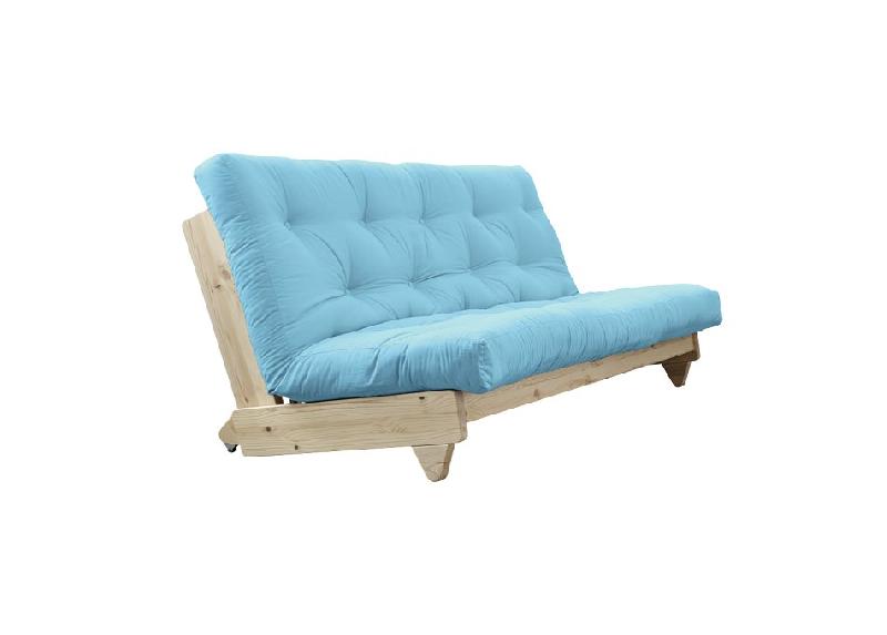 Banquette convertible futon Fresh en pin - Coloris bleu clair - Couchage 140x200 cm - Karup_1