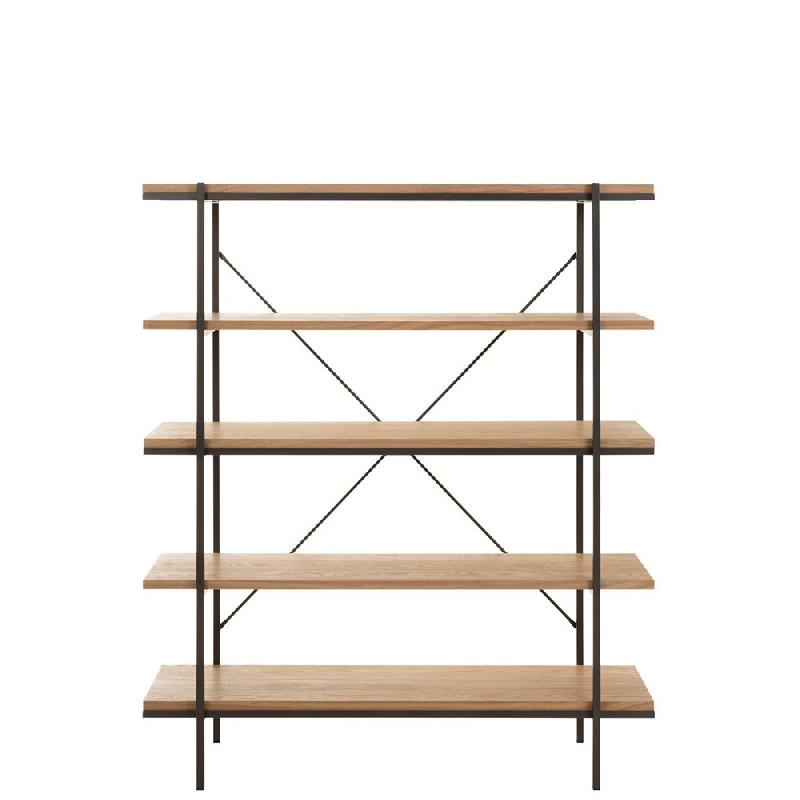 Étagère BOZA - 5 niveaux en bois naturel et métal - Style industriel et contemporain_1