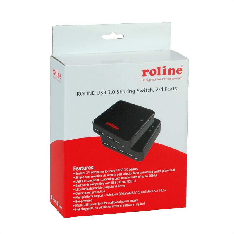 ROLINE Commutateur manuel 4 PCs, 4 ports USB 3.2 Gen 1_1