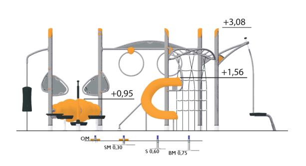 Structure multi-jeux 5 à 12 ans - Agito Nell gris - 8002155 - Hags - Fondation à enterrer - Hauteur de chute 2800 mm_1