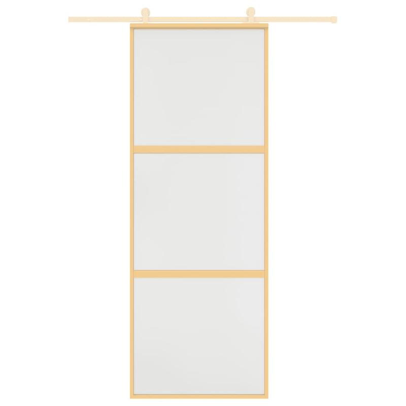 Vidaxl porte coulissante doré 76x205 cm verre esg dépoli et aluminium 155151_1