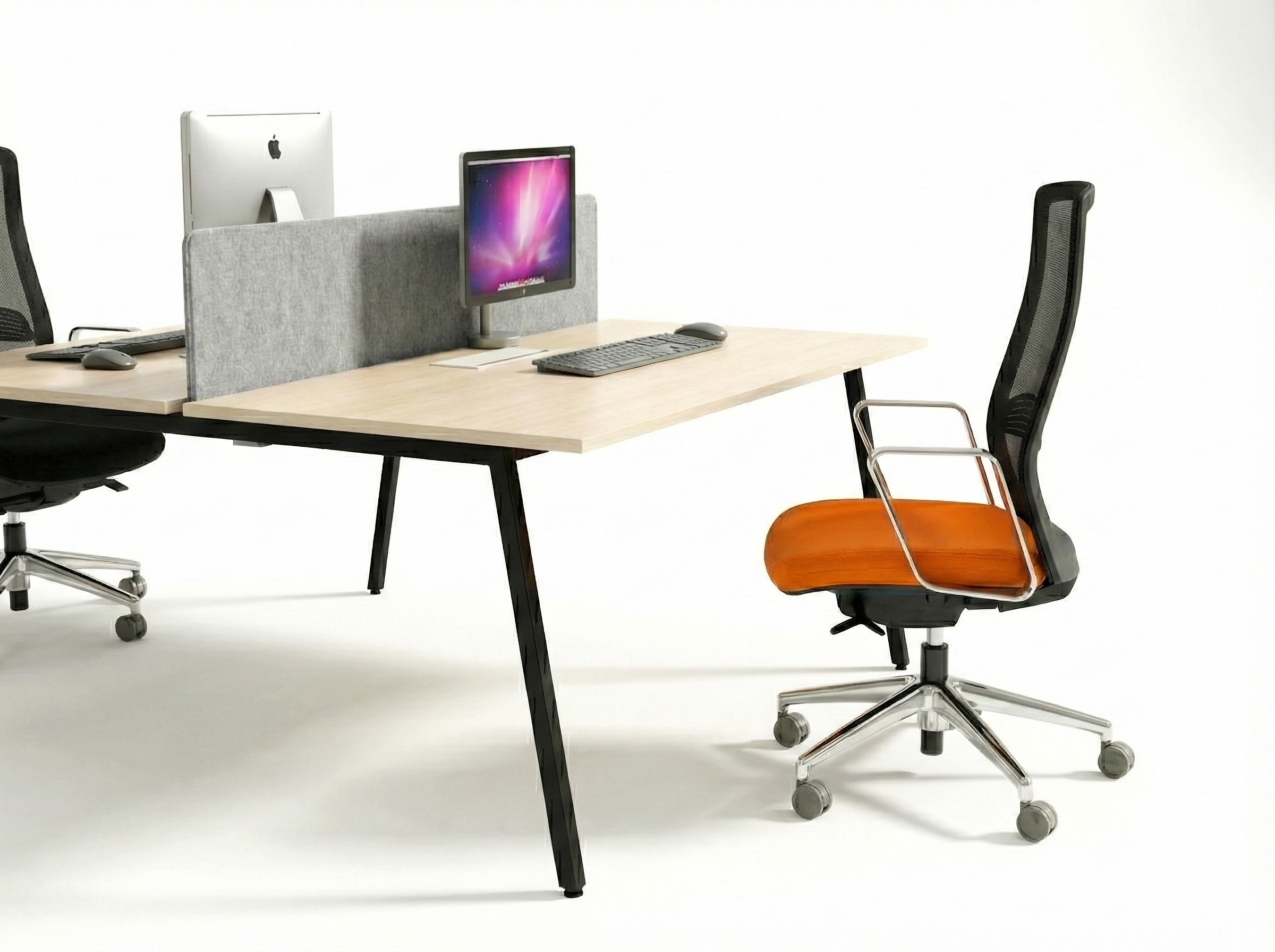 Bureau droit avec plateau mélamine et pied en Métal laqué époxy - LESS-A-M 2P_1