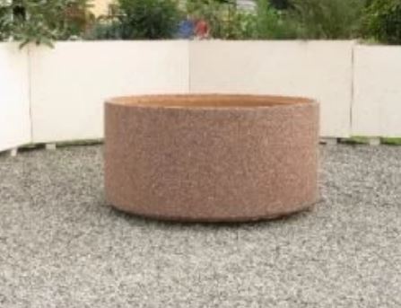 Jardinière ronde Cléopâtre en béton armé - Autostable, Option antigraffiti, Pieds en option - Diamètre 115 cm, Hauteur 80 cm, Poids 460 kg_1
