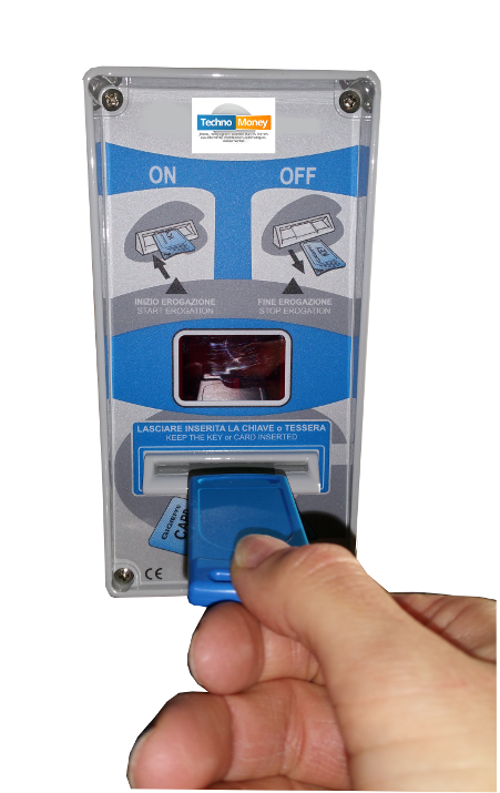 Monnayeur minuteur à badge - borne en résine étanche avec affichage, fonction jeton, alimentation 12 V_1