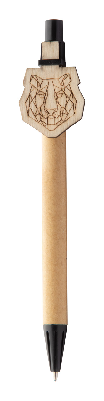 Stylo à bille en papier recyclé - Clip en bois personnalisable - Encre bleue_1