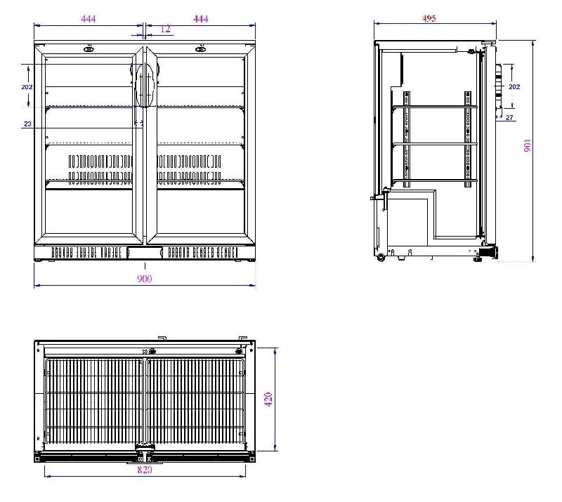 Arrière bar réfrigérée noir 2 portes l900 7527.0010 COMBISTEEL_1