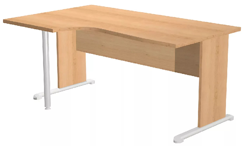 Bureau d'angle 160 x 80/100 cm compact pied panneau en 