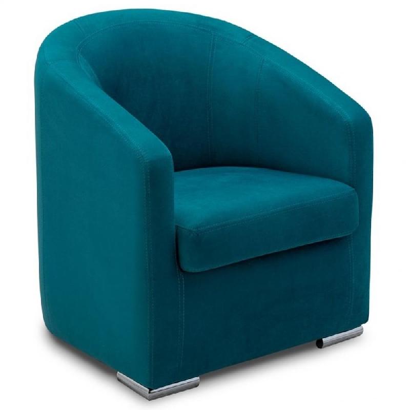 Fauteuil fixe FOLIO - Velours turquoise - Fabrication 100% italienne - Confort ferme_1